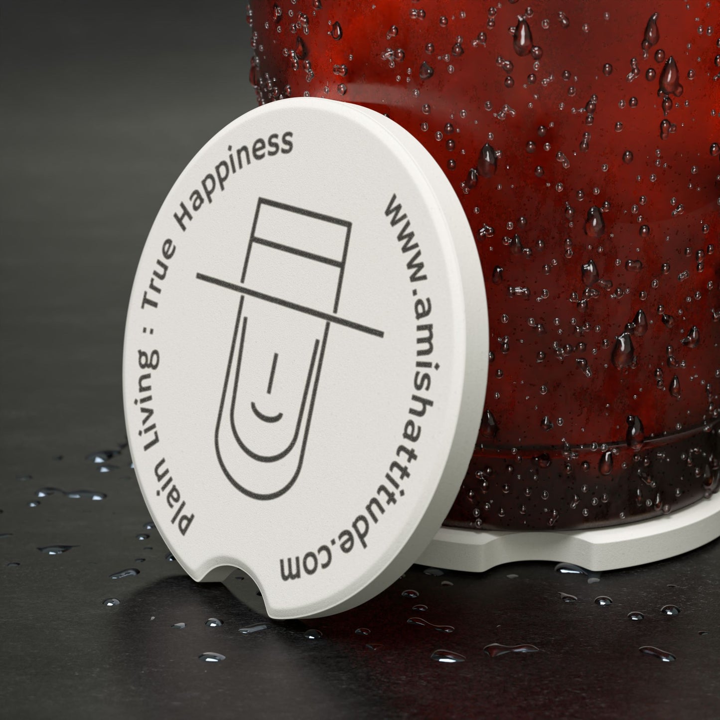 Jacob Soapstone Car Coaster, True Happiness Quote, Unique Gift for Car Lovers